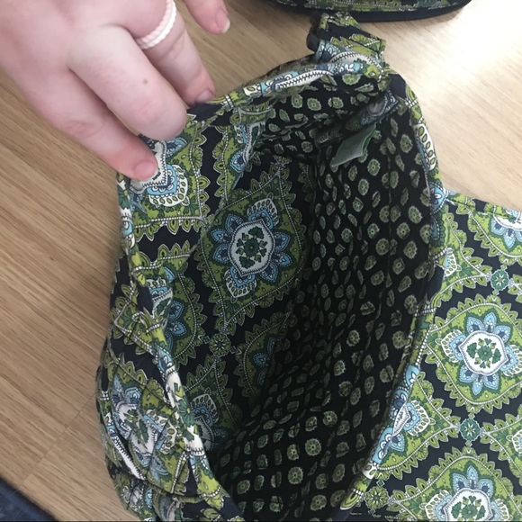 VERA BRADLEY CAMBRIDGE GREEN NAVY PURSE WRISTLET - Picture 7 of 7